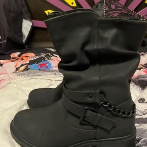 Torrid Brand Black Chained Moto Boots-Size 8.5